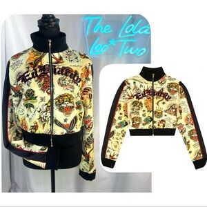 NEW Ed Hardy Shrunken Flashboard Multi Track Jacket • Size LARGE
